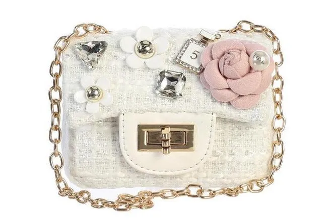 Dear Ellie Mini Tweed Handbag - White