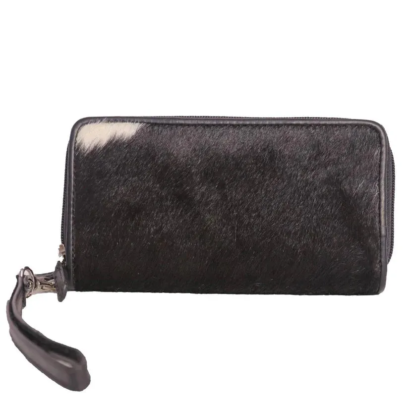 Double Zip Cowhide Wallet | Black