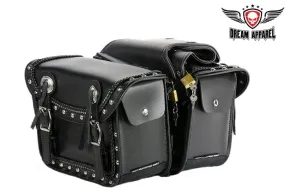 Dream Apparel PVC Motorcycle Saddlebag With Quick Release & Studs