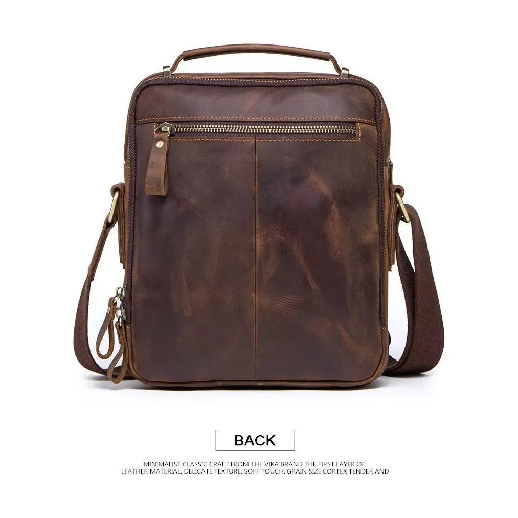 Elegant Crazy Horse Leather Men's Crossbody Bag