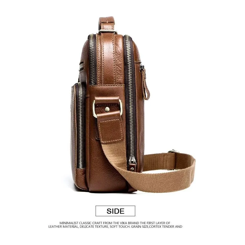 Elegant Crazy Horse Leather Men's Crossbody Bag