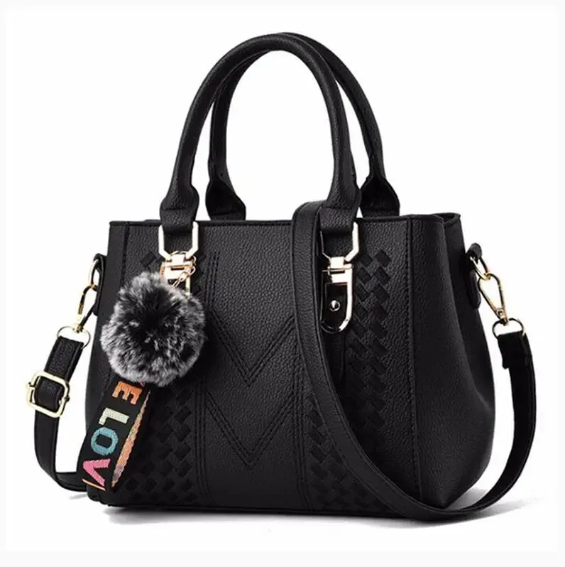 Embroidery Fur Ball Handbag