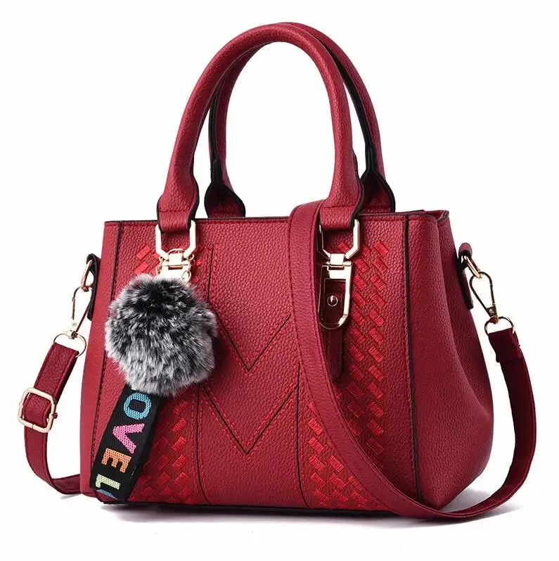 Embroidery Fur Ball Handbag