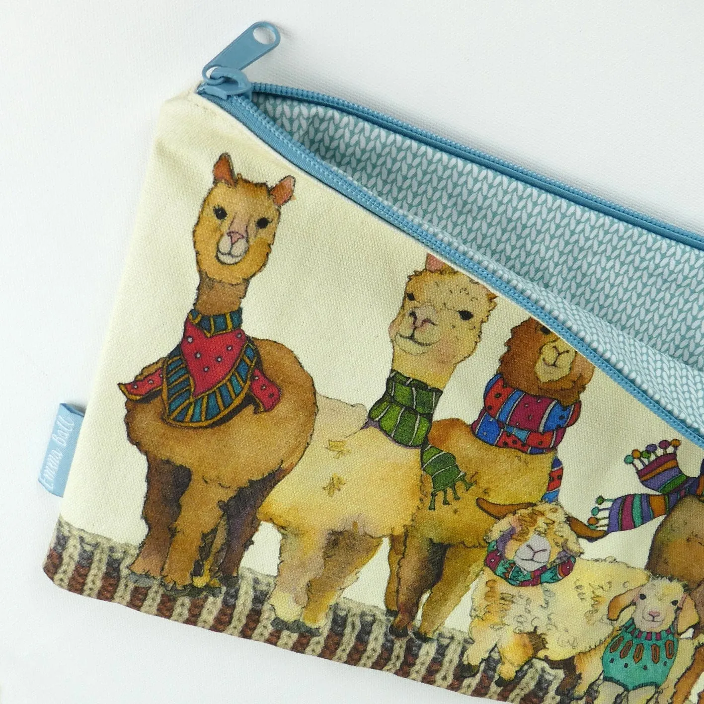 Emma Ball - Long Project Bag - Alpacas and Other Woollies