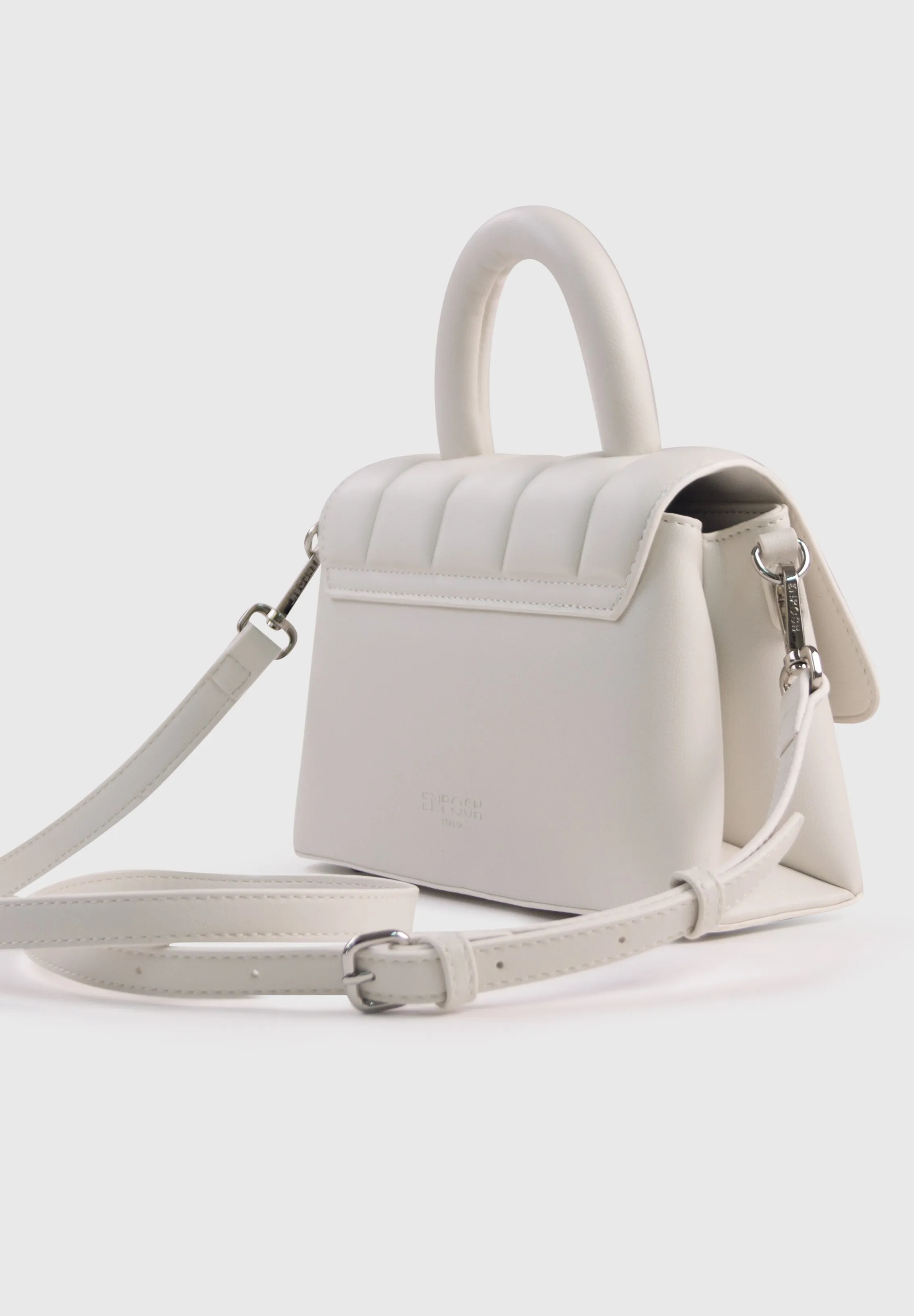 EVA MINI Bianco - Borsa in similpelle premium con patta trapuntata