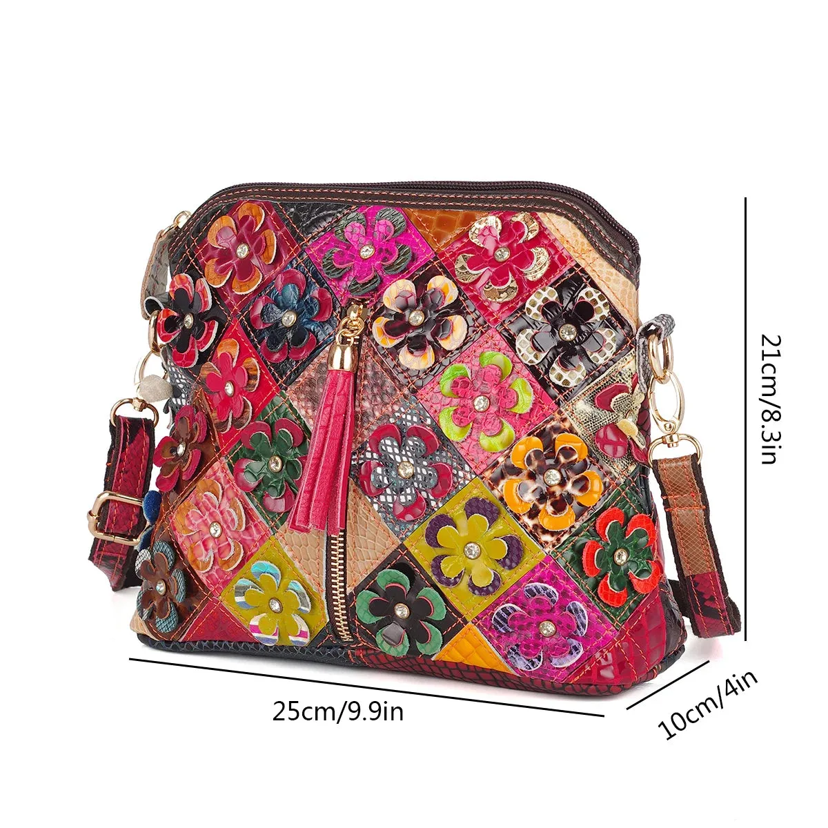 Festival Colours Flowers & Mosaics Shoulder Handbag