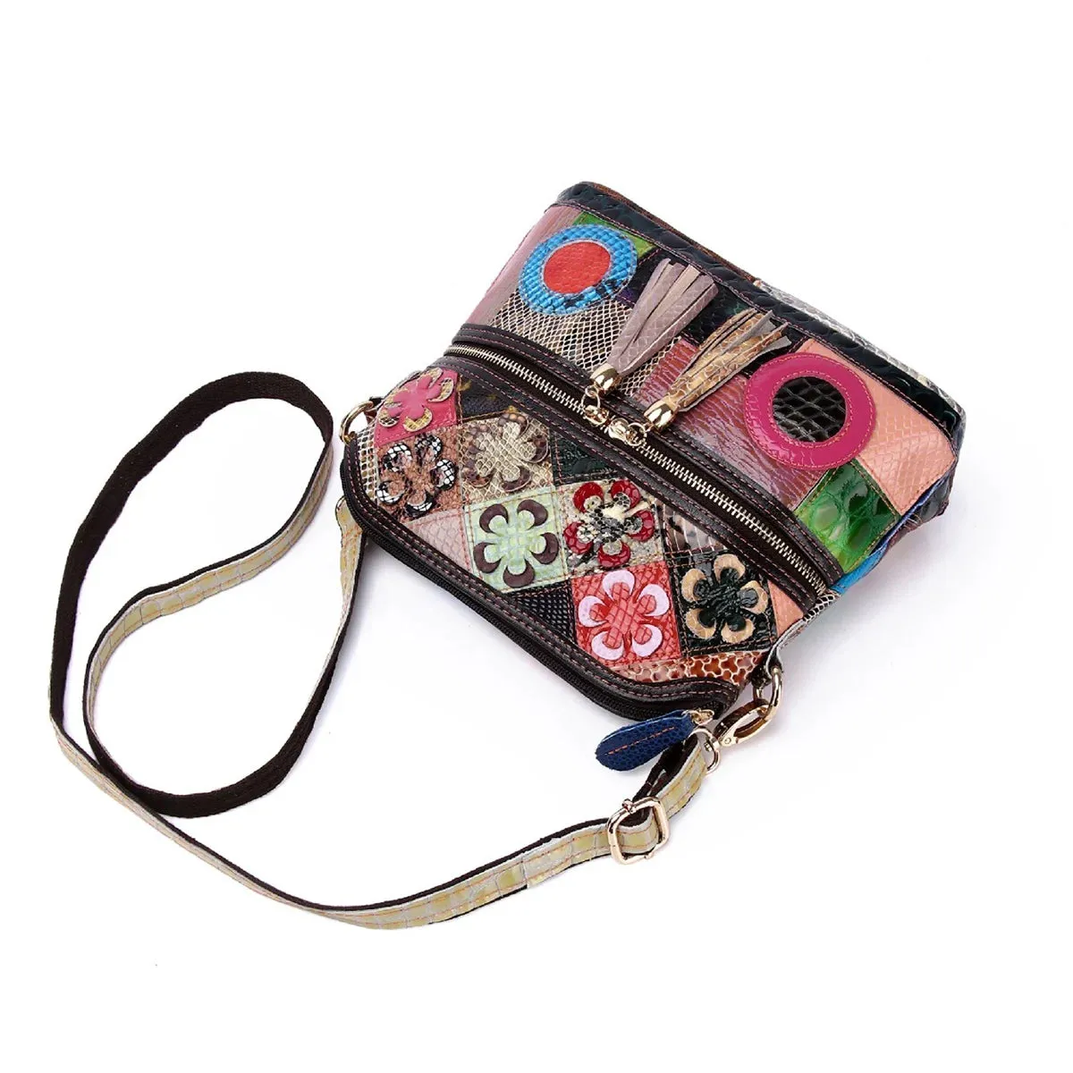 Festival Colours Flowers & Mosaics Shoulder Handbag