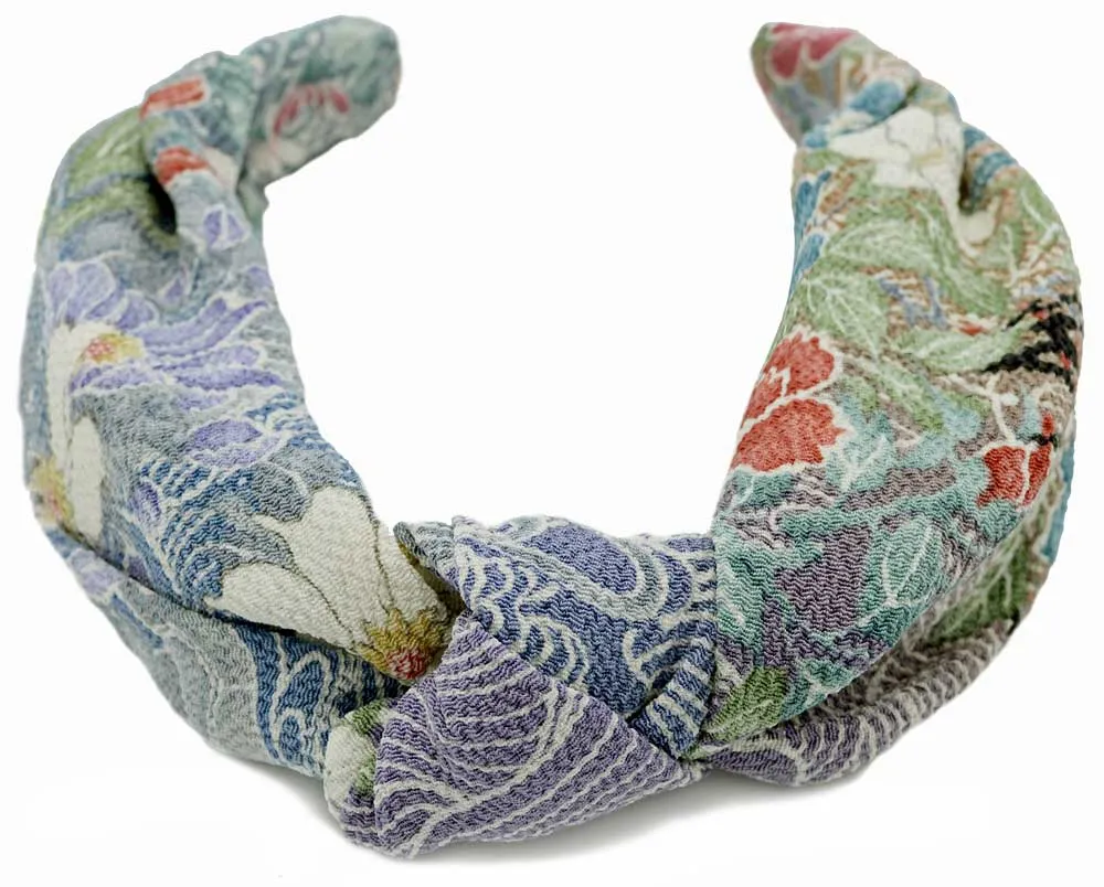 Floral Japanese kimono silk - knot headband. Limited edition.