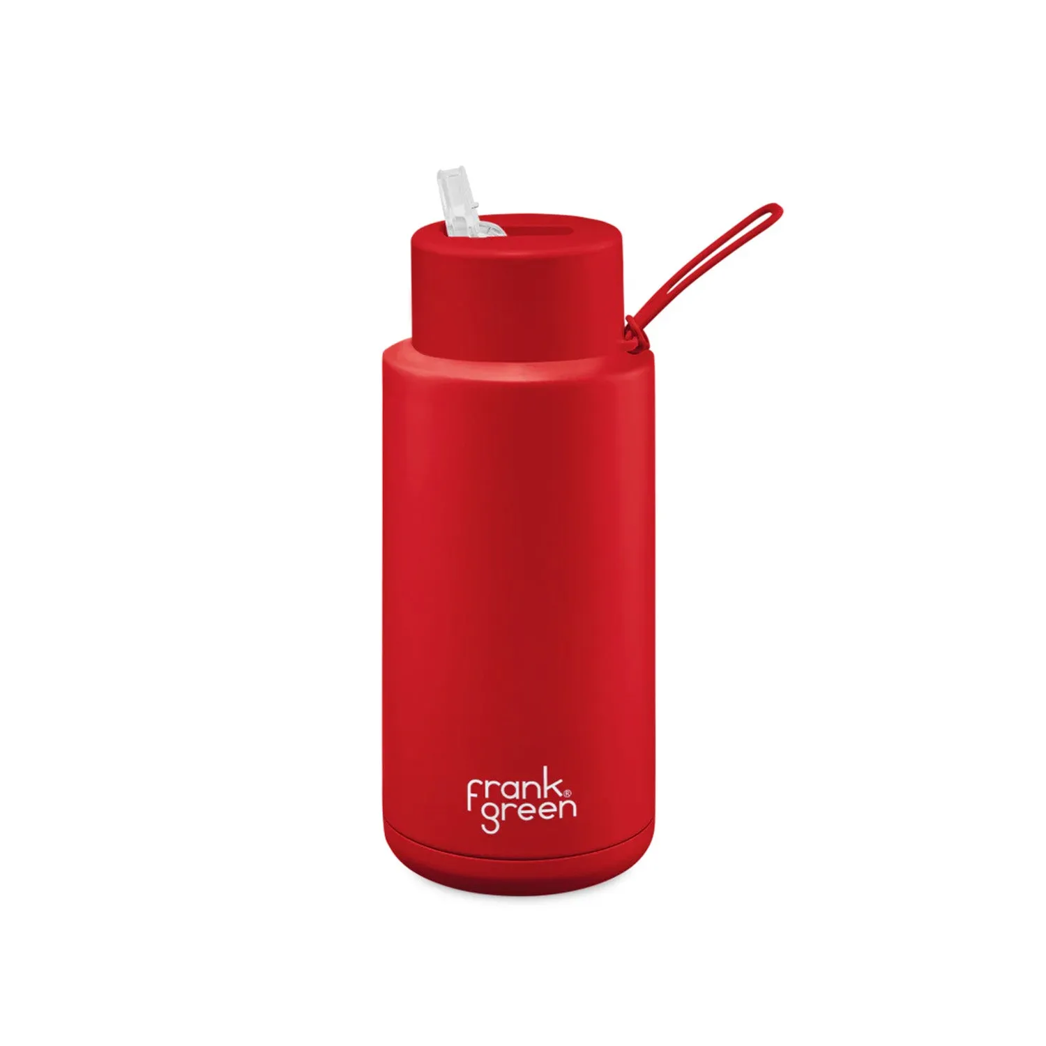 Frank Green Ceramic Reusable Bottle With Straw Lid 1000ml/34oz - Atomic Red (Limited Edition)