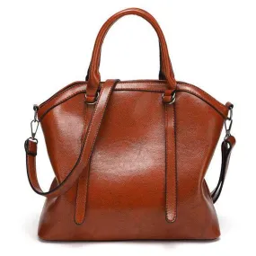 French Classic Woman Leather Brown Handbag