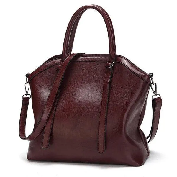 French Classic Woman Leather Brown Handbag