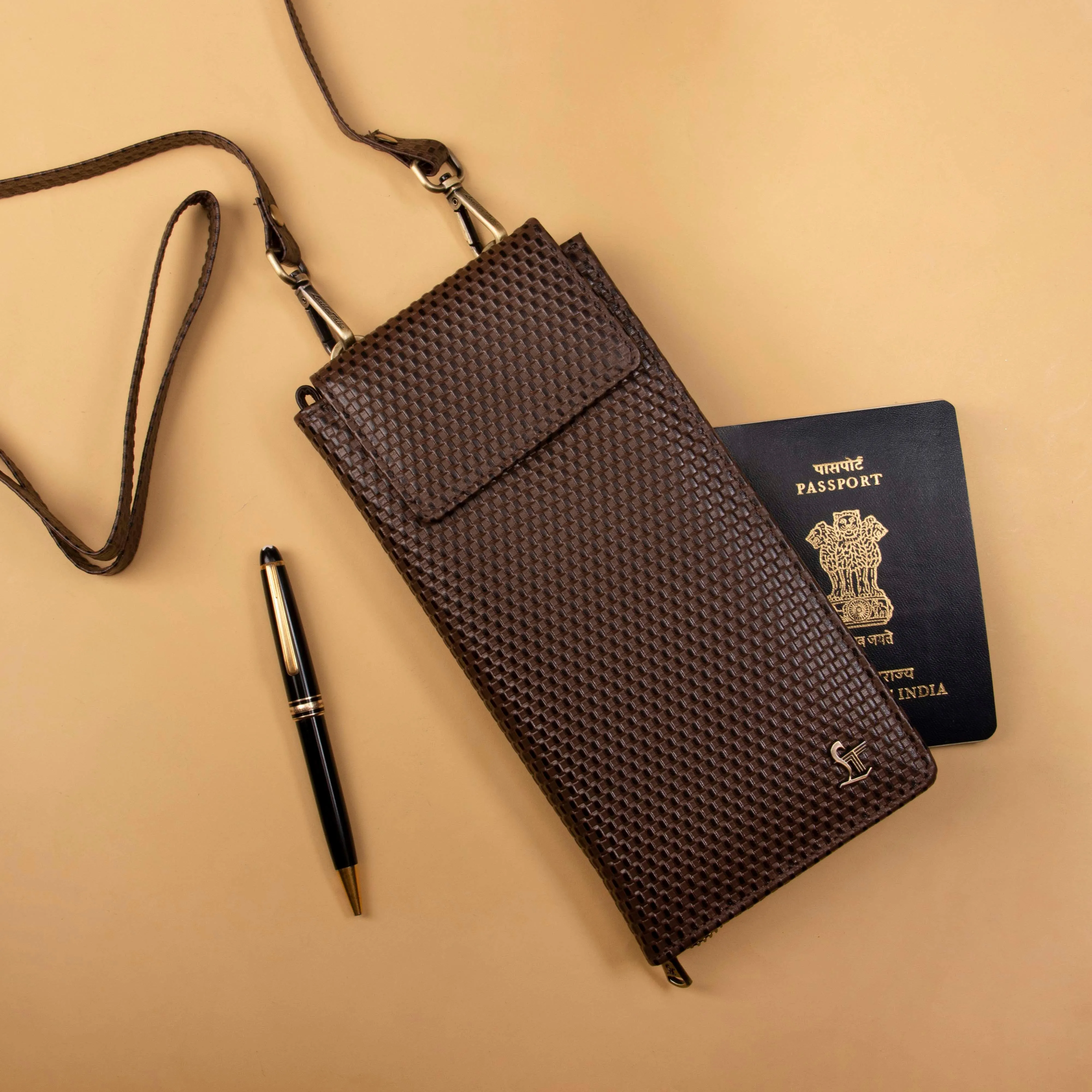 Full Zip Passport II | Leather Passport Holder | Travel Wallet | 100% Pure Leather | Color: Brown & Cherry