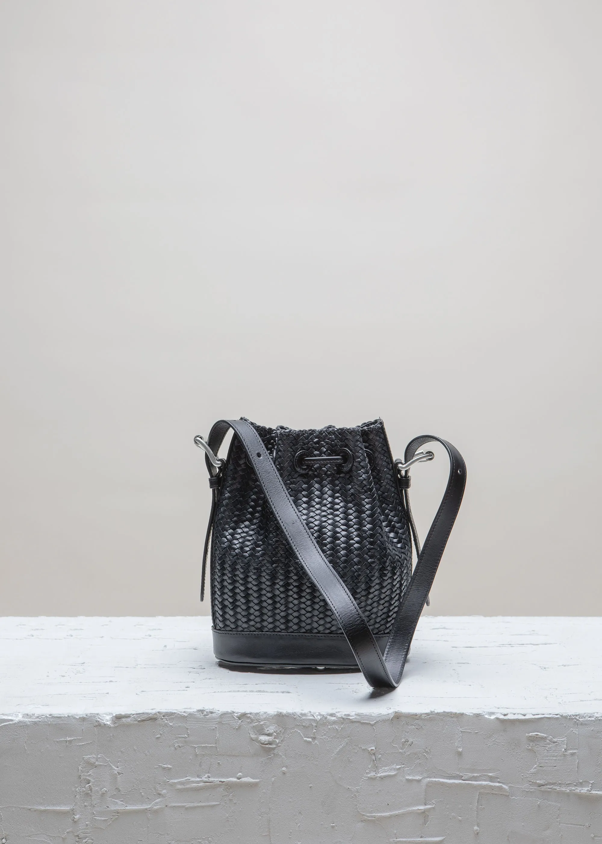 Gaya Mini Black Twill Bucket Bag