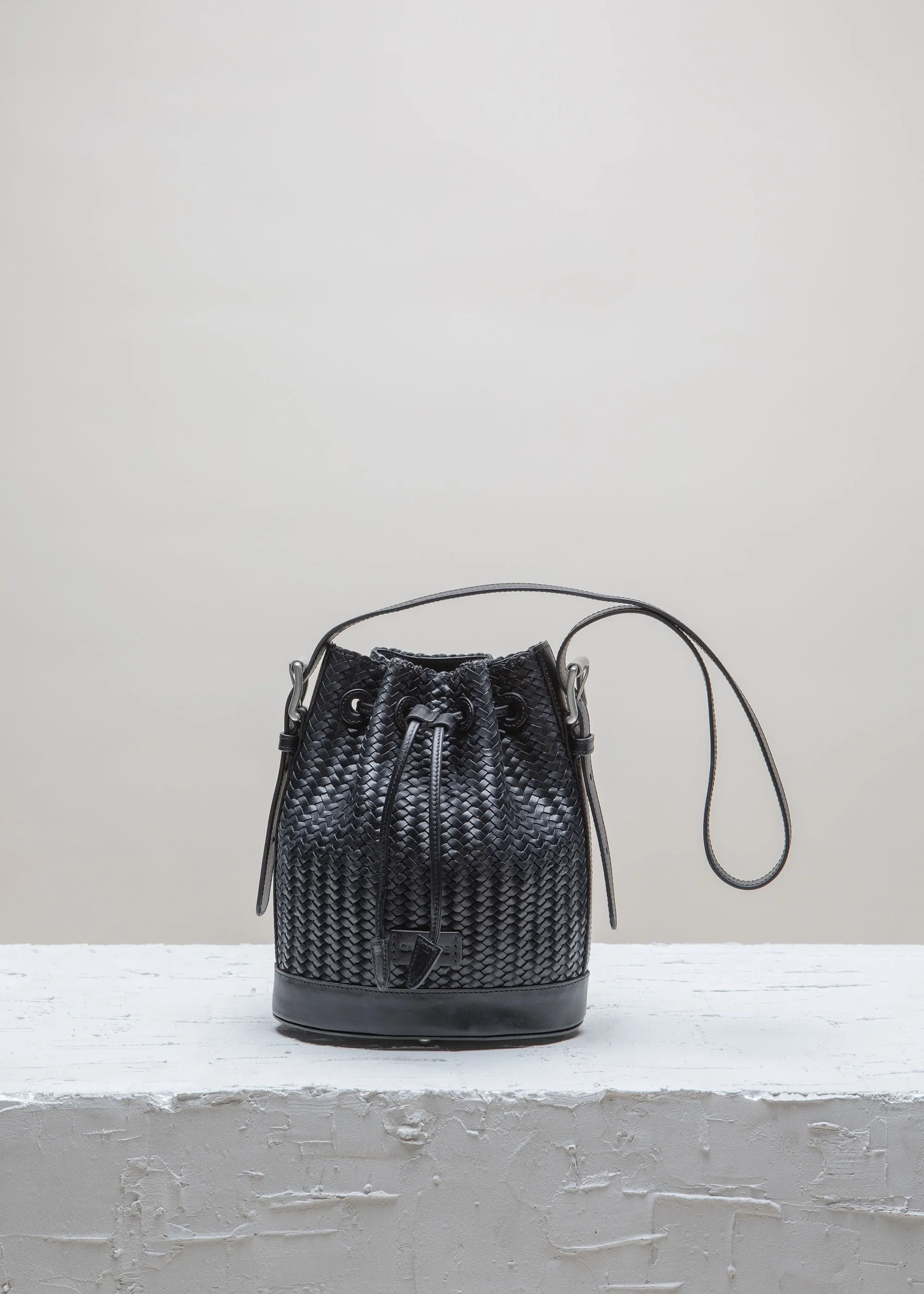 Gaya Mini Black Twill Bucket Bag