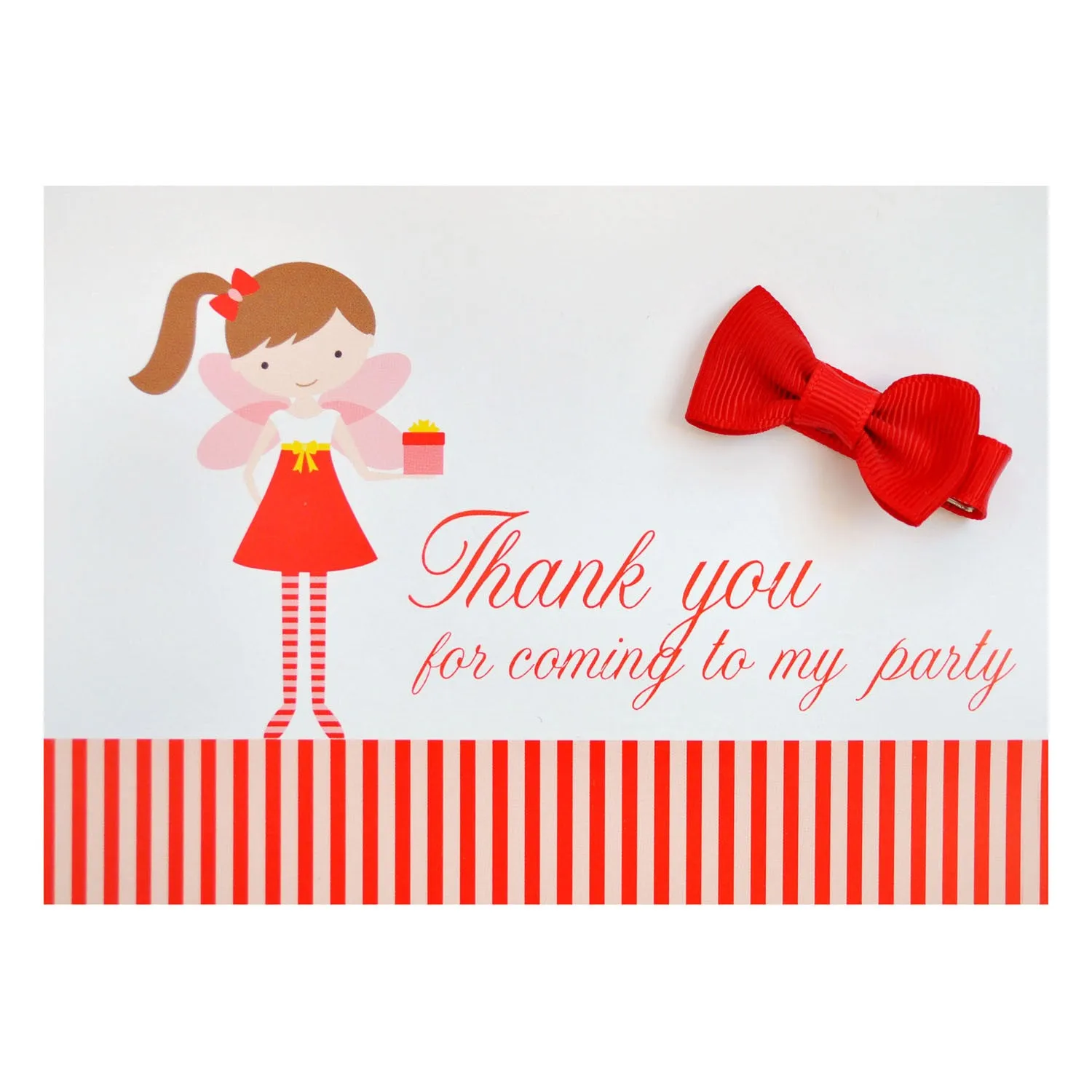 Girls Party Bag Filler Cards Complete with Hair Bows & Thank You Note