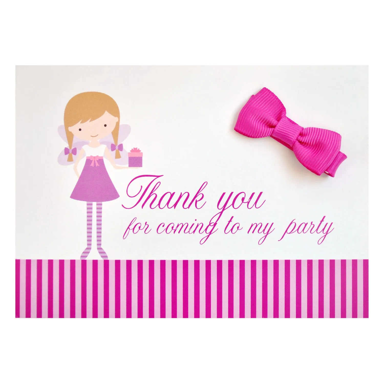 Girls Party Bag Filler Cards Complete with Hair Bows & Thank You Note