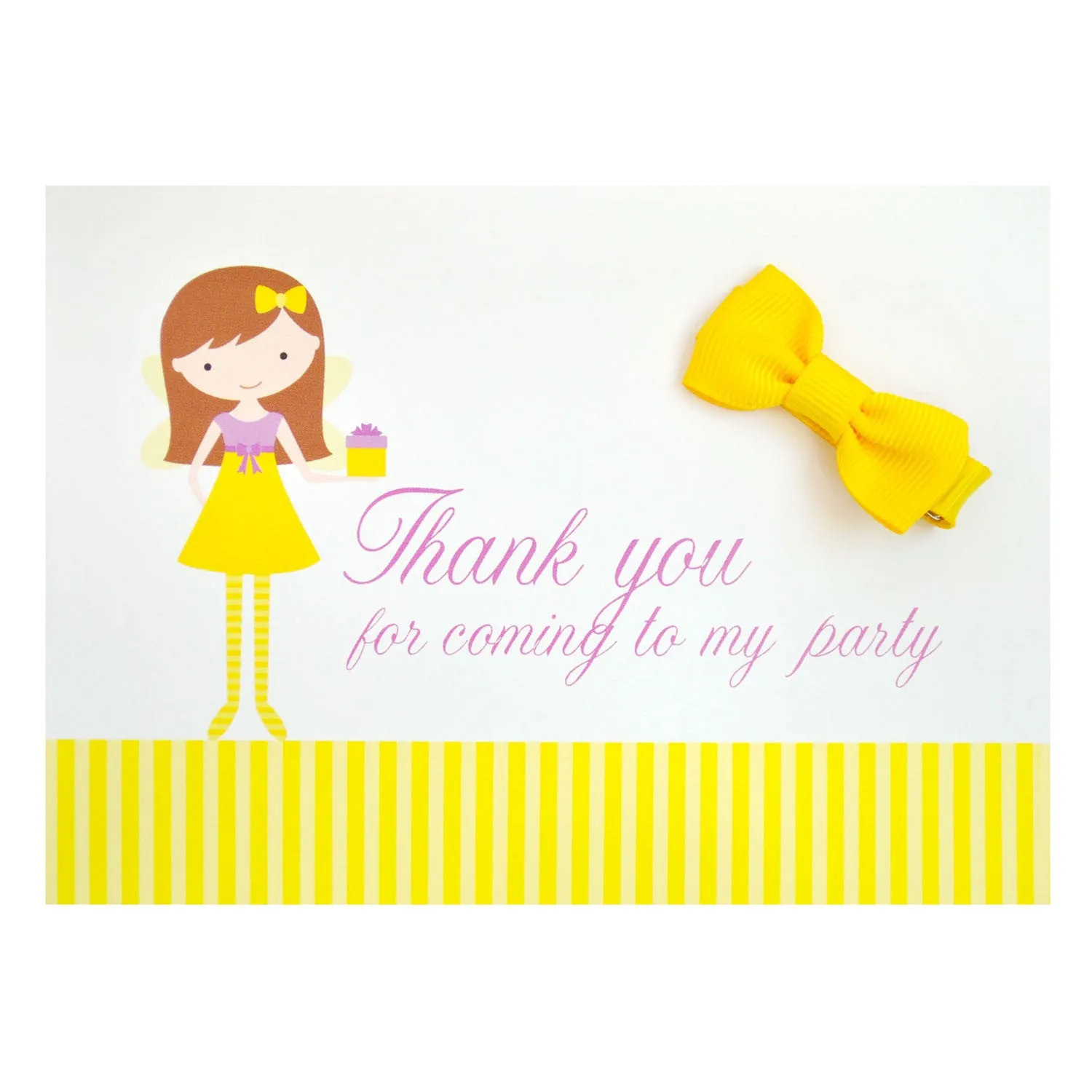 Girls Party Bag Filler Cards Complete with Hair Bows & Thank You Note