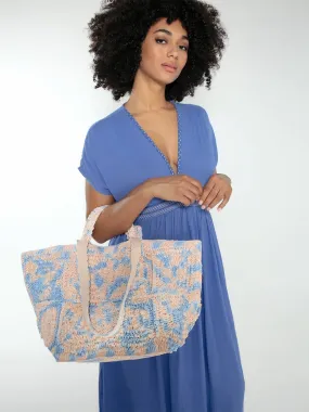 Glasto Crochet Tote Blue Mix