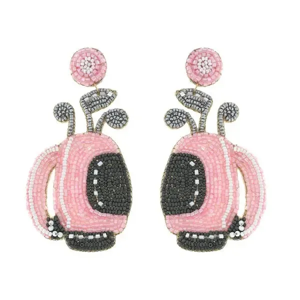 Golf Bag Embroidery Drop Earrings