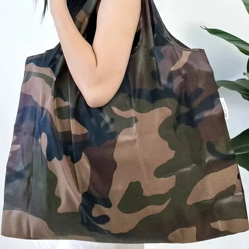 Green & Black Camouflage Travel Tote Bag Purse