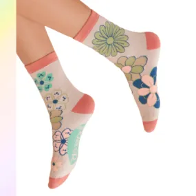 Groovy Cream Floral: Socks by Powder UK