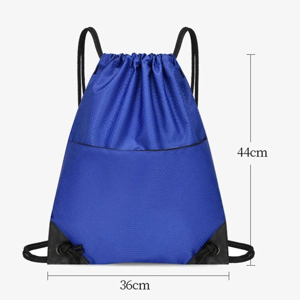 Gym Sack Drawstring Backpack Water-resistant Drawstring Bucket Bag with Zipper Pockets Light Sack for Adults and Teenagers Kids