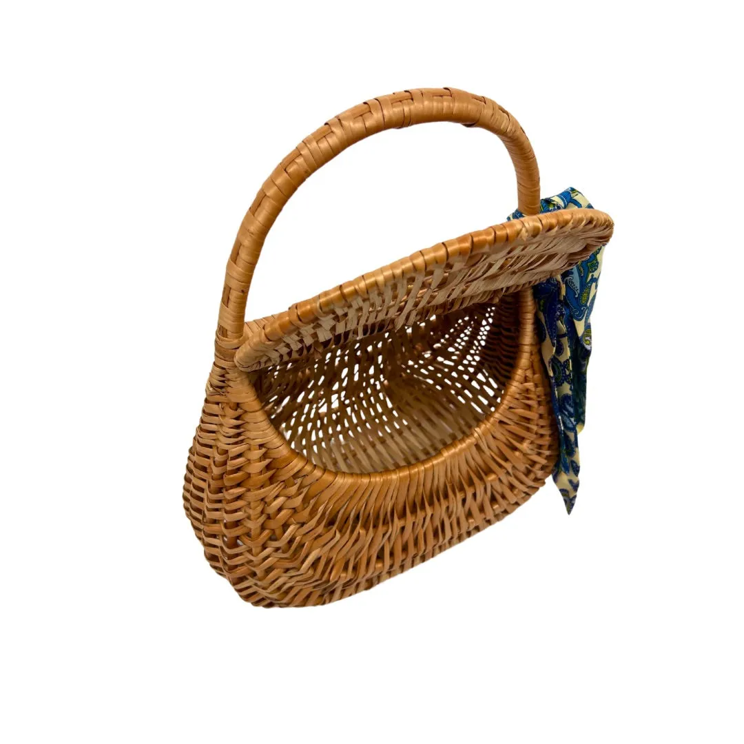 Hand woven Portuguese Handbag with Vintage Scarf.