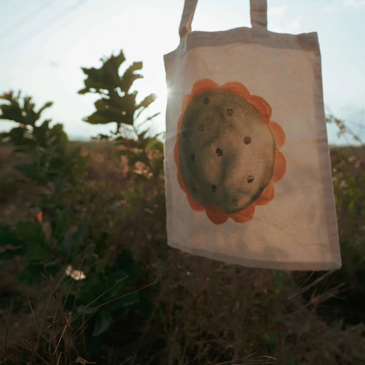 Handpainted Floral Tote Bag