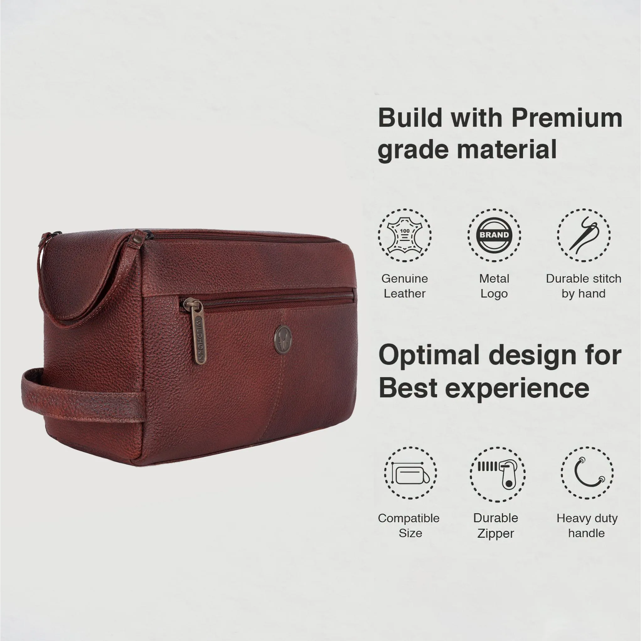 HAVELOCK Leather Toiletry Bag For Men & Women