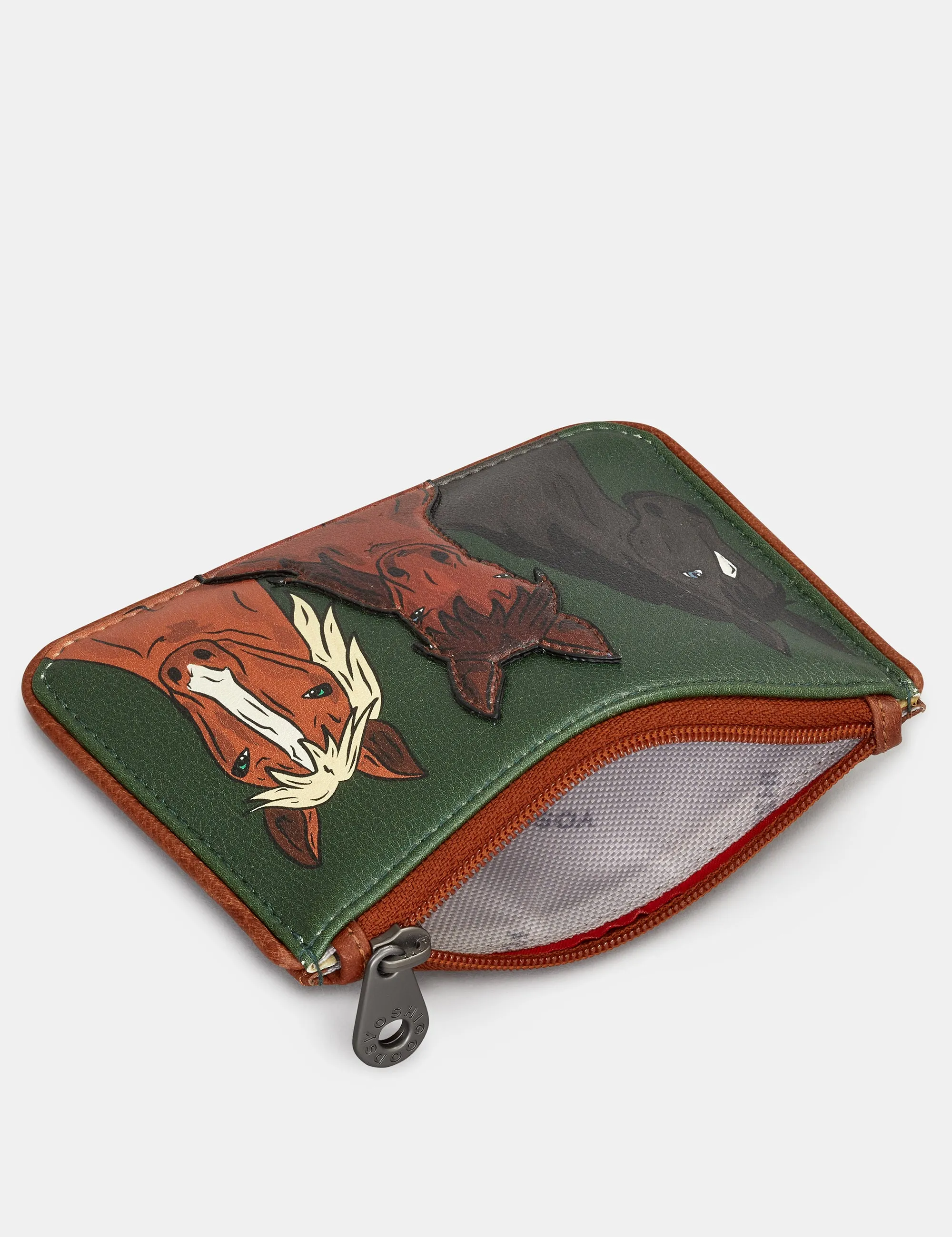 Herd of Horses Zip Top Leather Purse