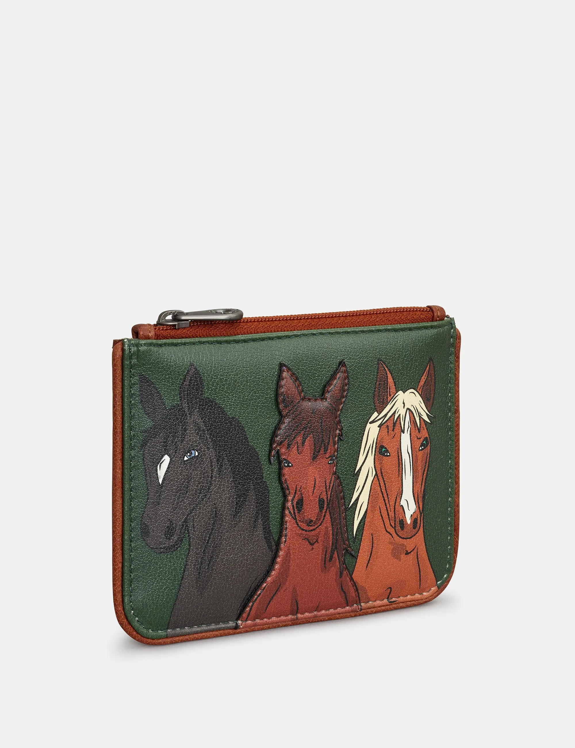 Herd of Horses Zip Top Leather Purse