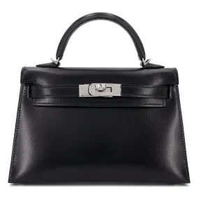 HERMÈS MINI KELLY CROSSBODY BAG IN BLACK BOX