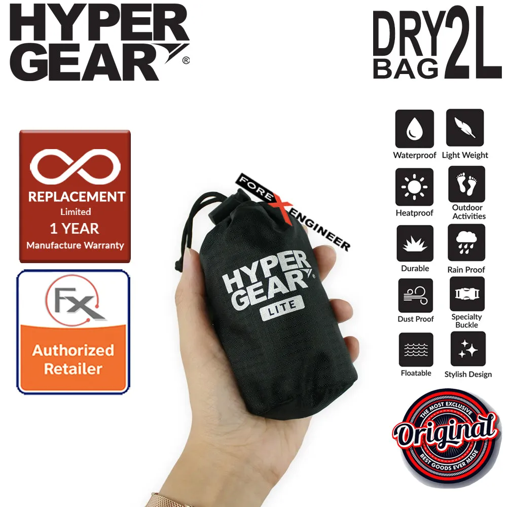 HyperGear Dry Bag Lite 2L - Waterproof IPX6 and Expandable to Full Size Dry Bag - Black