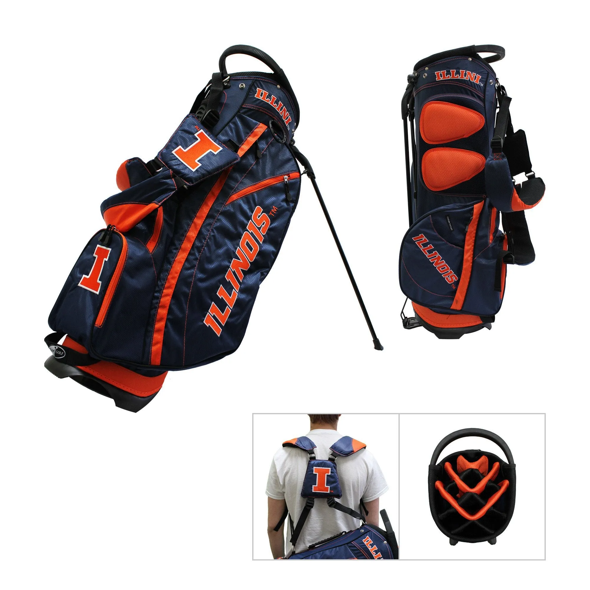 Illinois Fighting Illini Team Golf Fairway Light 14-Way Top Golf Club Stand Bag