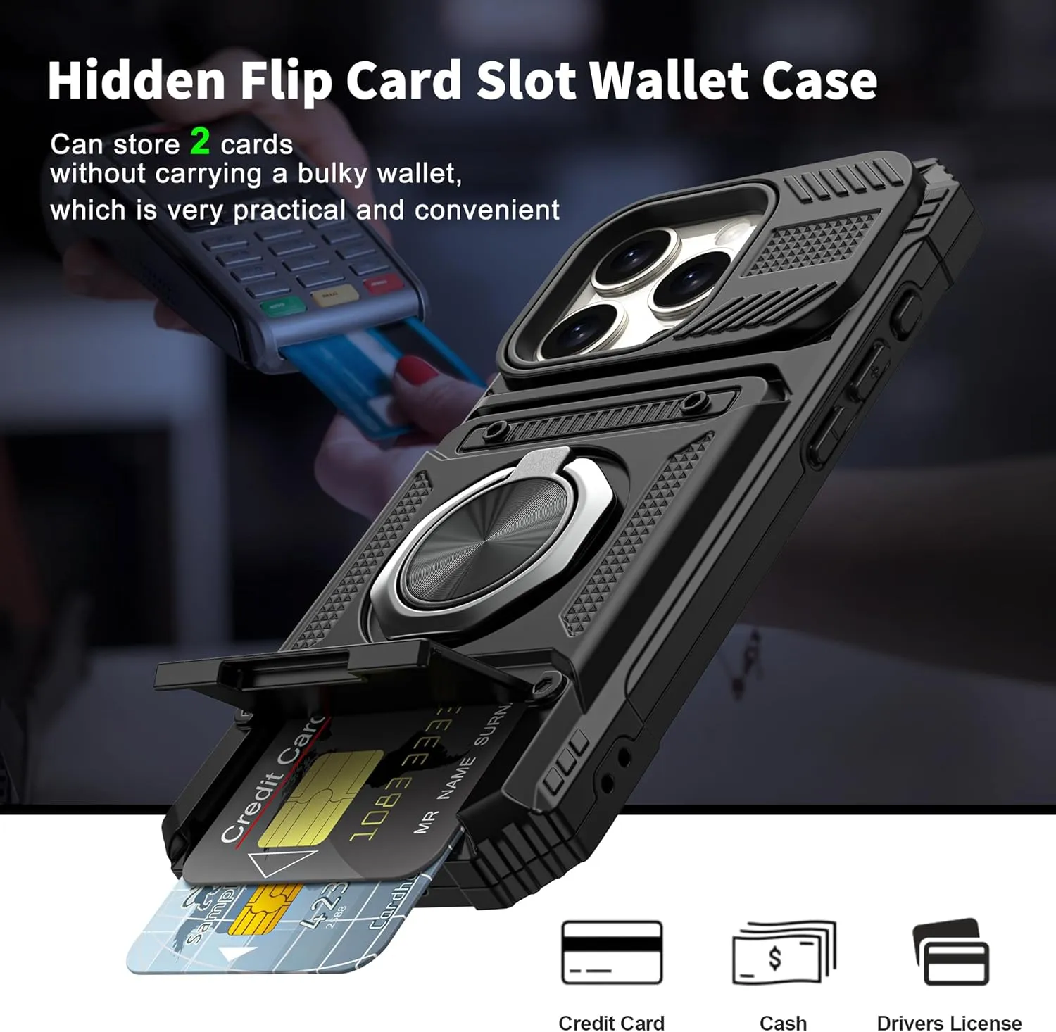 iPhone 15 Pro Max Case Wallet Card Holder Protection Wallet Phone Case