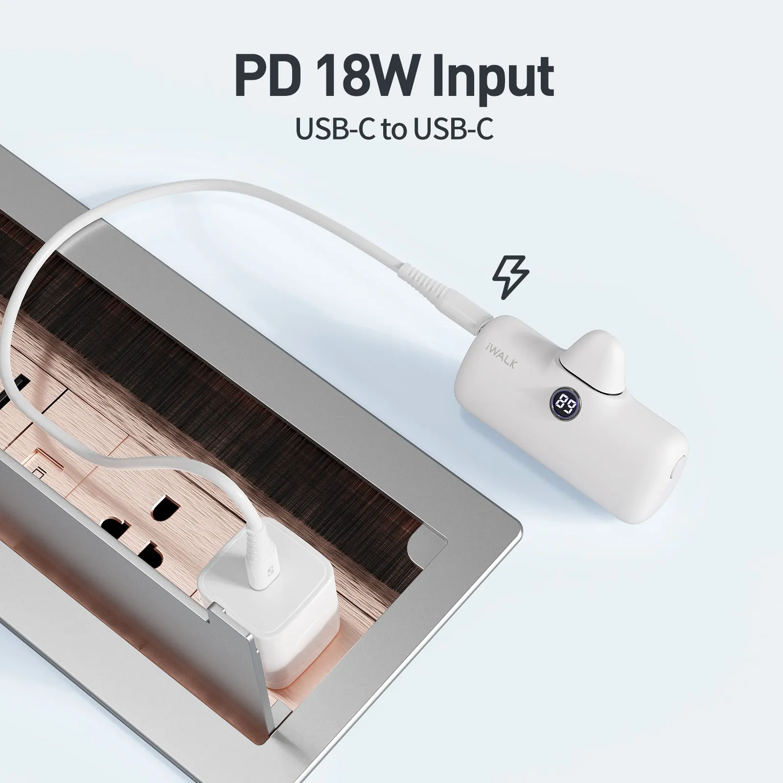 iWALK LinkPod P | 5000mAh 20W Portable Charger for iPhone [Built-In Lightning Connector]