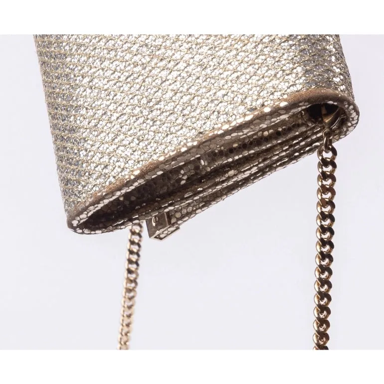 Jimmy Choo Glitter Fabric Milla Chain Wallet