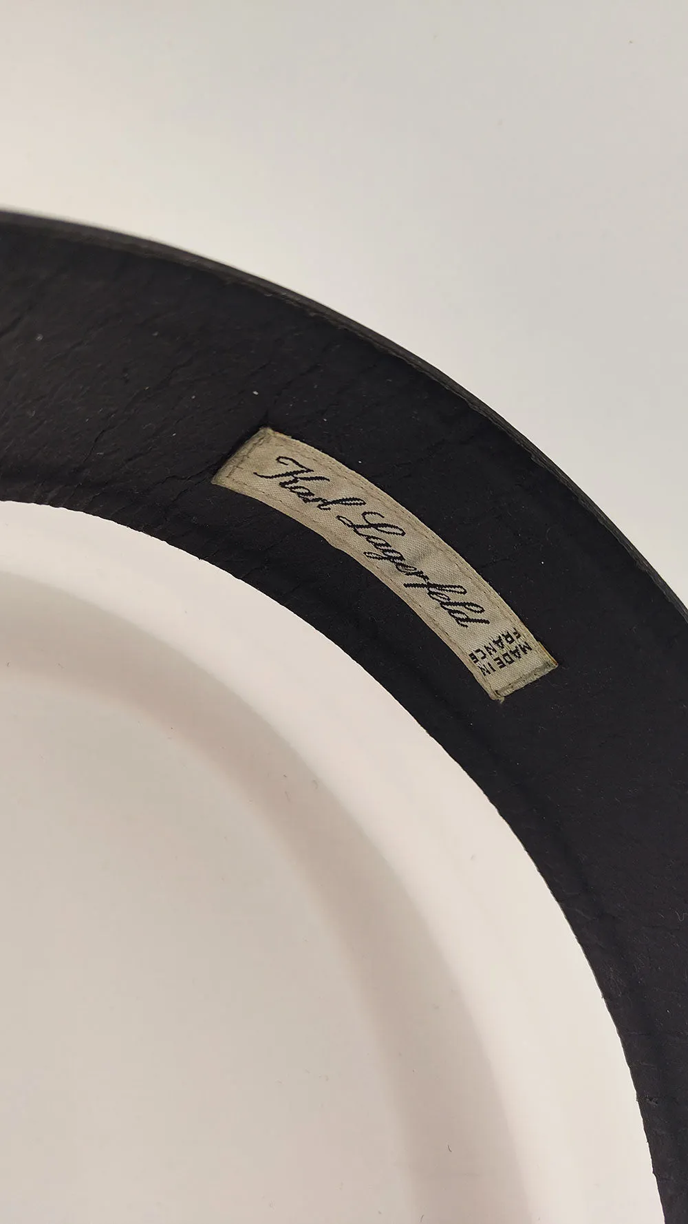 Karl Lagerfeld Vintage Gold & Black Leather Logo Belt, 1980s