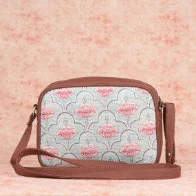 Karur Aquamarine Floral Motif Sling Bag