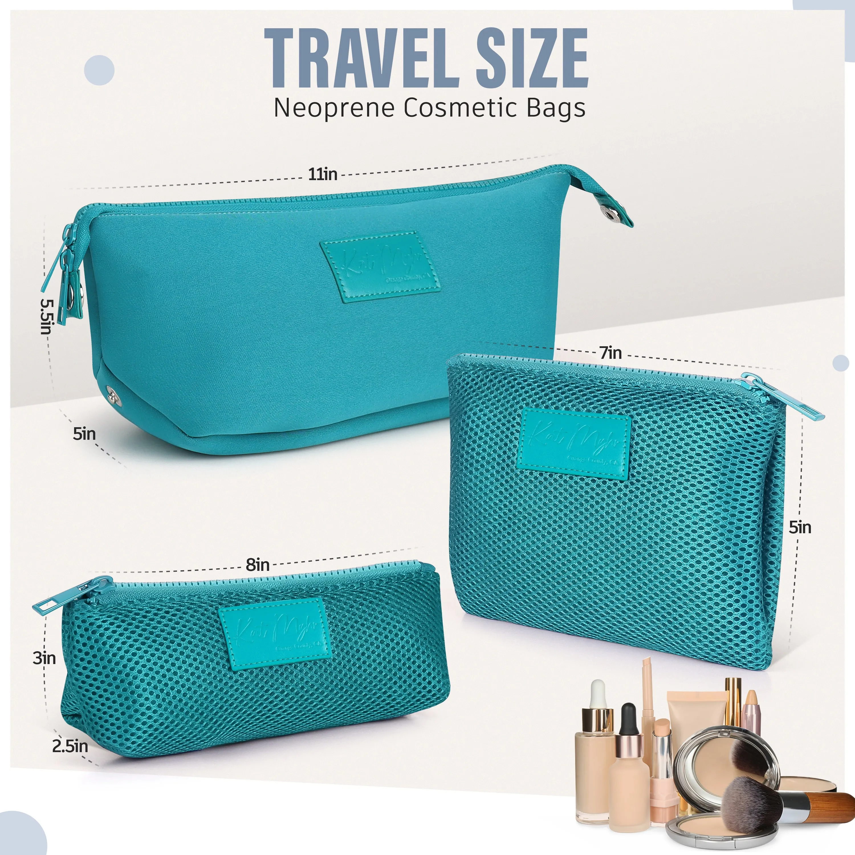 Kat Myhr Neoprene Toiletry Bag Set - Turquoise