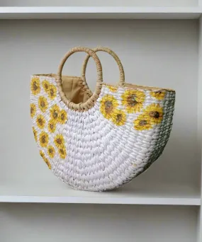 Kauna grass handwoven printed U-shaped bag