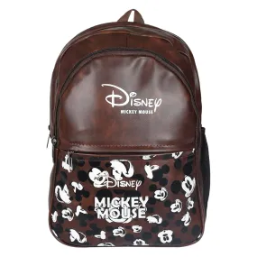 Kuber Industries Disney Mickey School Bag | Leather School Bags | Student Bookbag | School Bag for Girls & Boys | School Backpack for Kids | 3 Compartments School Bag | Brown