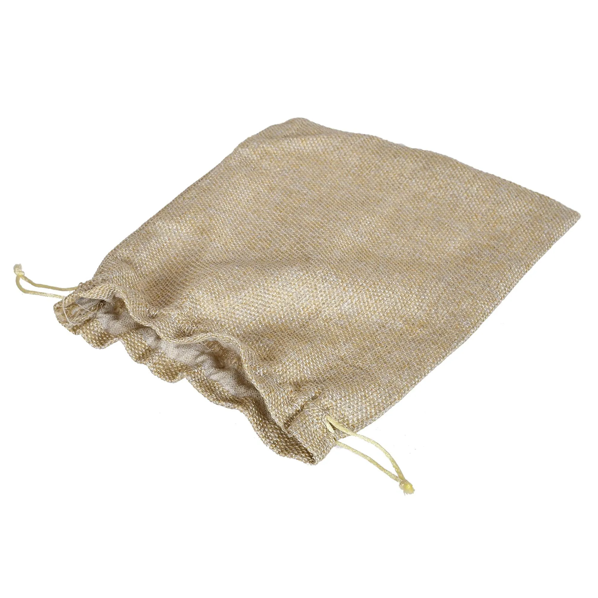 Kuber Industries Jute Large Size Potli Gift Bags Wedding Hessian Jute Large Size Bags Linen Jewelry Pouches with Drawstring for Birthday, Party, Wedding Favors-Pack of 2 (Gold) (HS_36_KUBMART019528)