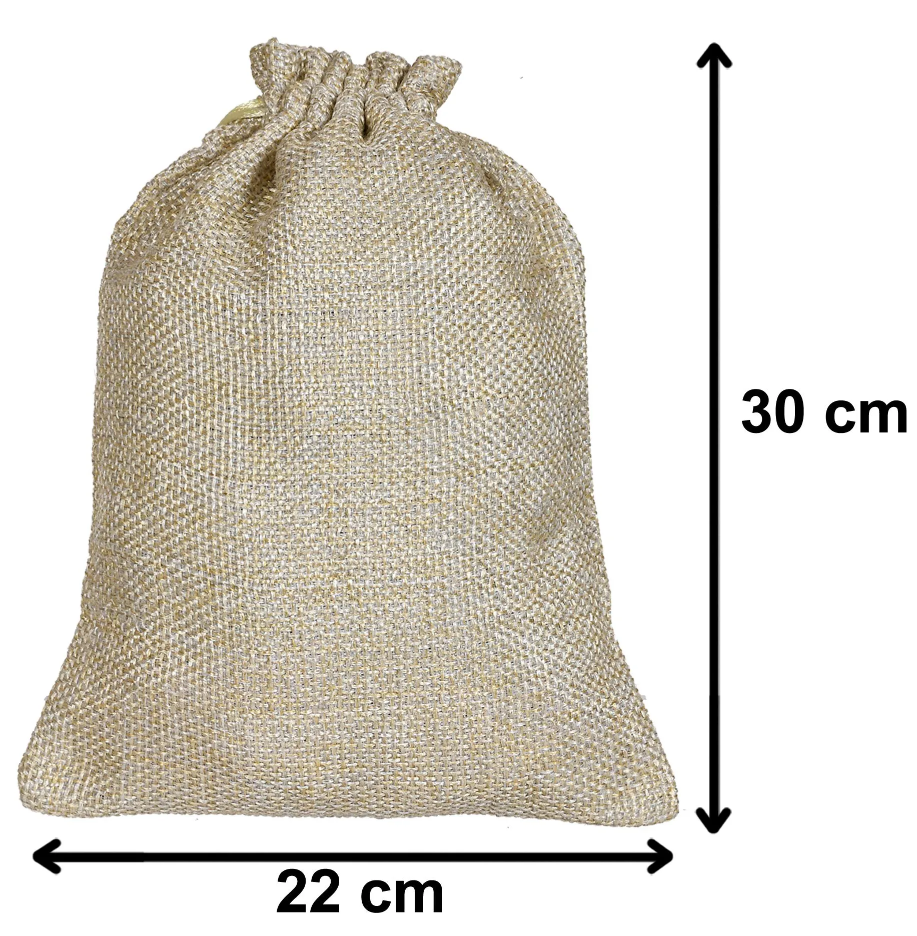 Kuber Industries Jute Large Size Potli Gift Bags Wedding Hessian Jute Large Size Bags Linen Jewelry Pouches with Drawstring for Birthday, Party, Wedding Favors-Pack of 2 (Gold) (HS_36_KUBMART019528)