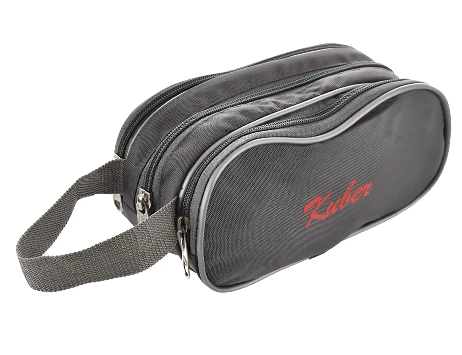 Kuber Industries Rexine Lightweight Travel Toiletry Bag Shaving Kit with Carrying Strap (Grey) 54KM4283