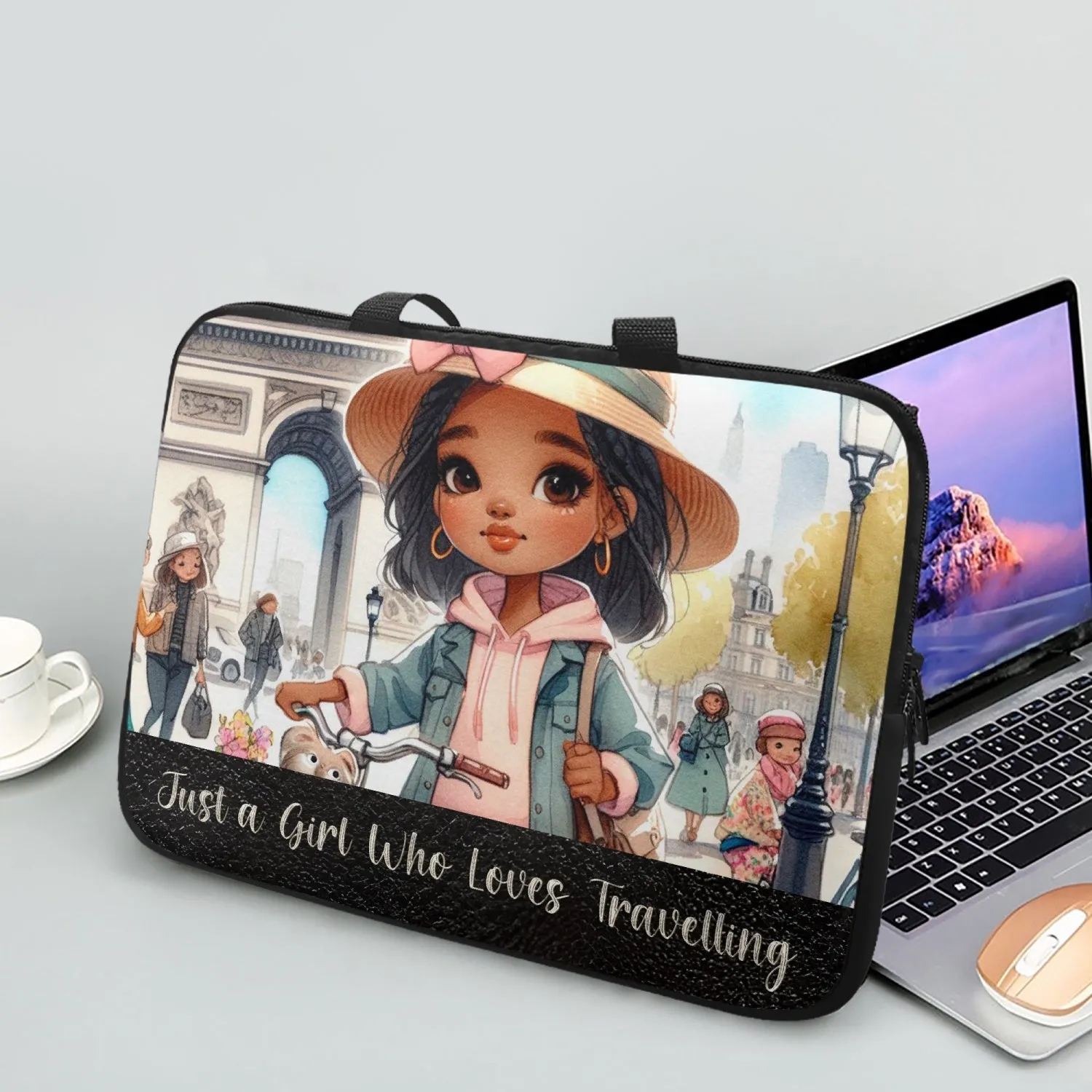 Laptop Sleeve - with handles - Just a Girl Who Loves Travelling