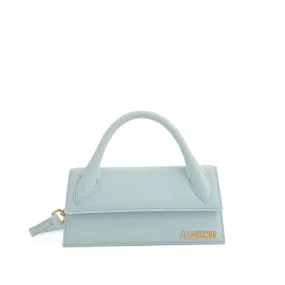 Le Chiquito Long Leather Bag in Pale Blue