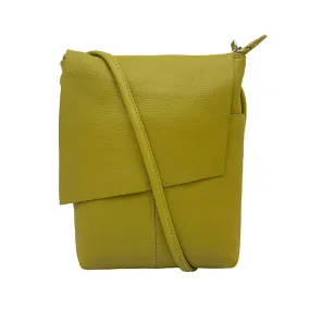 Leather Rawhide Flap Crossbody Bag in Moss Green