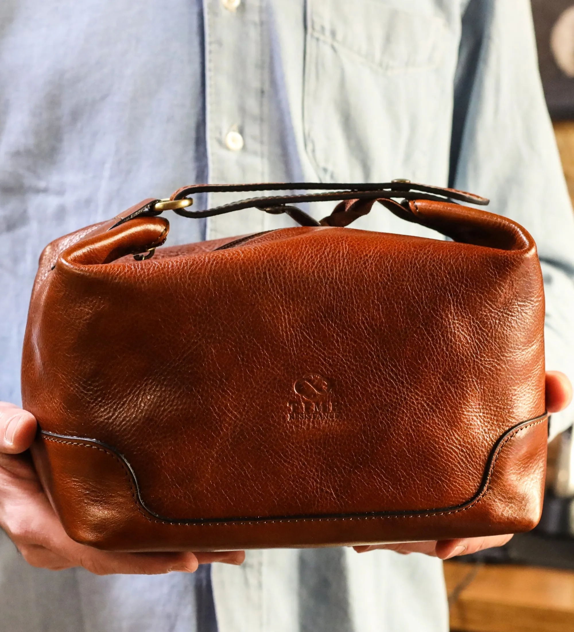 Leather Toiletry Bag - Autumn Leaves