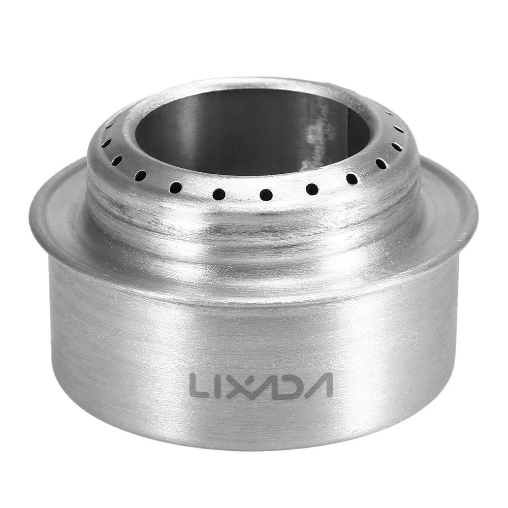 Lixada Portable Mini Aluminum Alloy Alcohol Stove with Lid Outdoor Camping Stove Hiking Backpacking Cooking Stove Cookware